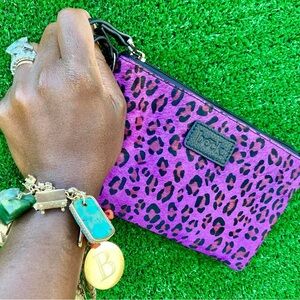Limited Edition RARE Beck Purple Leopard Wild Child Wristlet